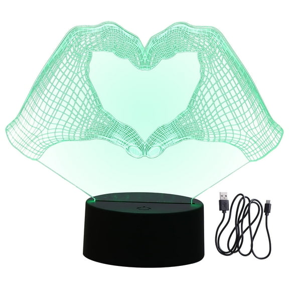 Hemoton 1Pc Bedroom Night Light 3D Bedside Light Heart-shaped Gesture Light Lamp (Black)