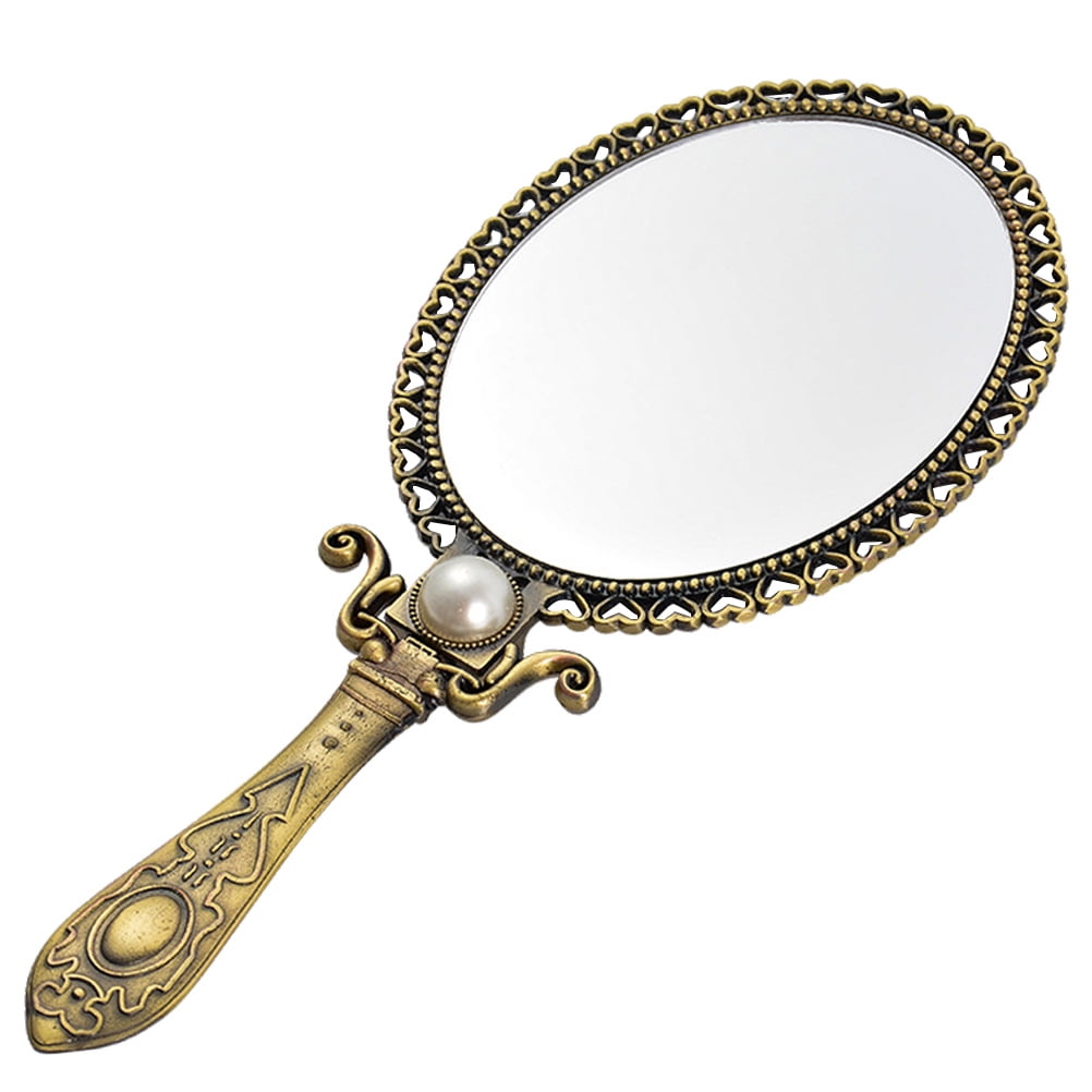 Hemoton 1Pc Vintage Style Handheld Mirror Ladies Cosmetic Mirror