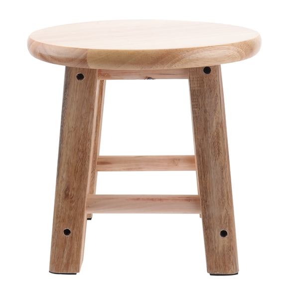 Hemoton 1Pc Wood Small Low Stool Home Bathroom Anti-slip Round Stool (Wood Color)
