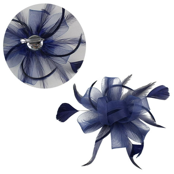 Hemoton 1pc Gauze Mesh Flower Hair Clips Headdress Hairpin Headwear for Lady Woman Female (Navy)