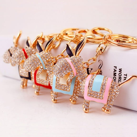 Hemoton 1pc Keyring Rhinestone Keychain Adorable Key Holder Fashion Bag Gift Key Chains Blue