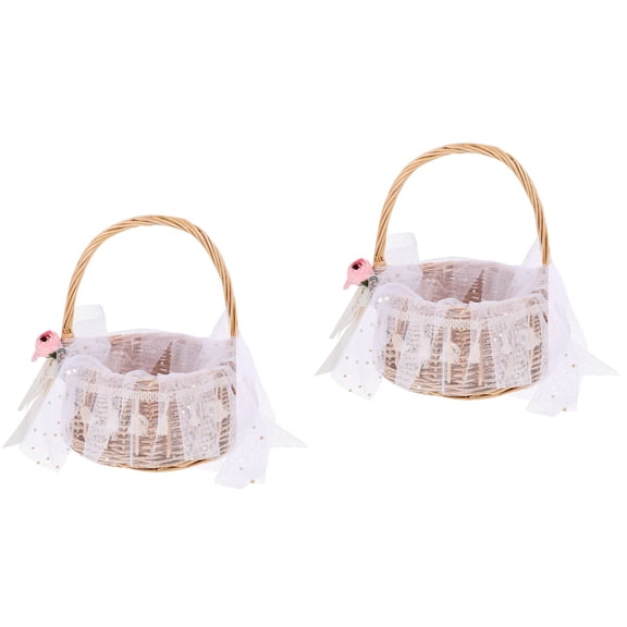Hemoton 2 PCS Hand Woven Storage Basket Small Wicker for Wedding Child