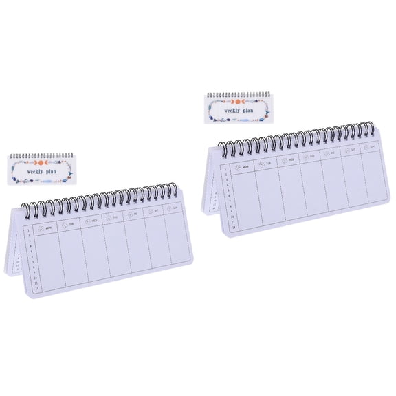 Hemoton  2 PCS Planner Tearable Weekly Portable Coil Flip-Up Notepad (Garland Planner)