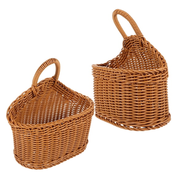 Hemoton  2 PCS Wall Hanging Storage Basket Spoon and Chopstick Holder Hand Woven