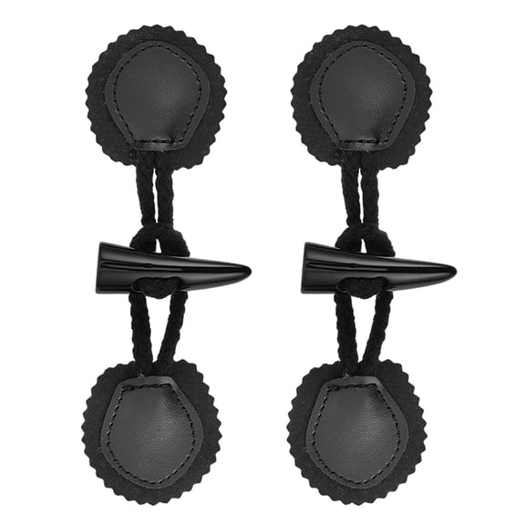 Hemoton 2 Pairs Resin Horn Toggle Buttons for Jackets, Coats, PU , Cotton Material, Craft Projects, Replacement Coat Buttons