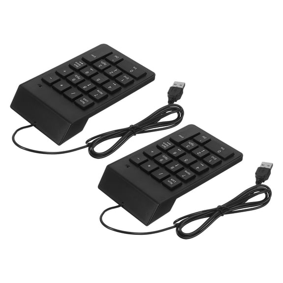 RENACLIPY Compact Black USB Number Pad, Portable, Durable, Quick Access, 2Pcs