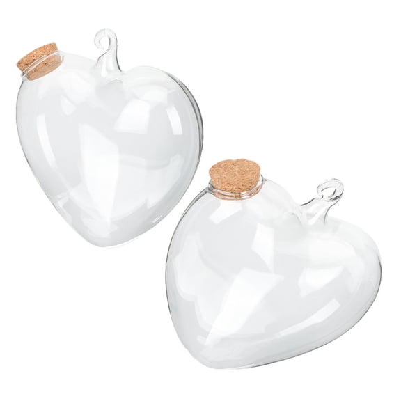 Hemoton  2 Pcs Clear Glass Jar with Cute Heart Blessings Lovers Transparent