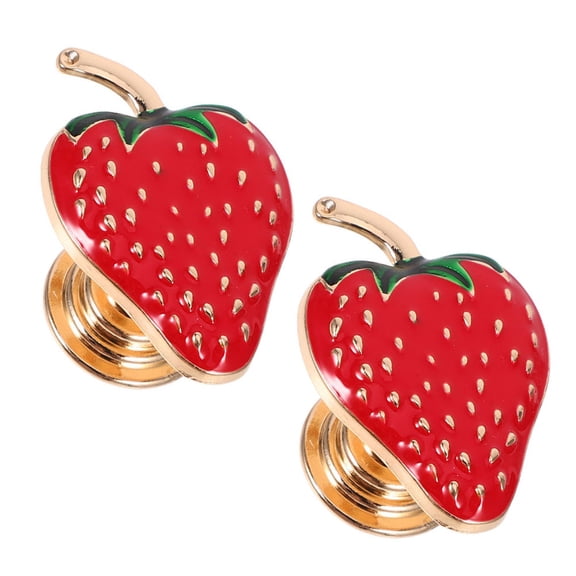 YOSADIER 2Pcs Small Strawberry Cabinet Knob Red Zinc Alloy Decorative Drawer Pull for Kitchen and Furniture