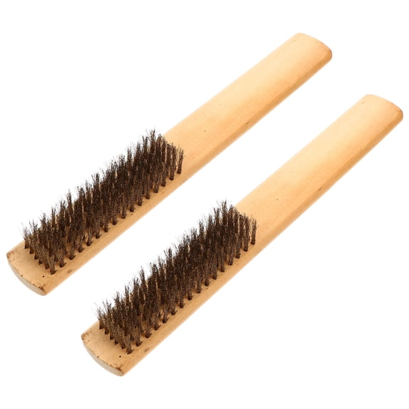 Hemoton 2-Pack Large Wooden Handle File Cleaning Brushes, Tool Accessories for Efficient Maintenance