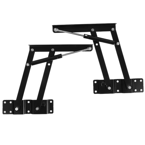 SOPOTUTU 2Pcs Gas Hydraulic Lift Table Hinges Black Foldable Steel Frame for Desk and Coffee Table