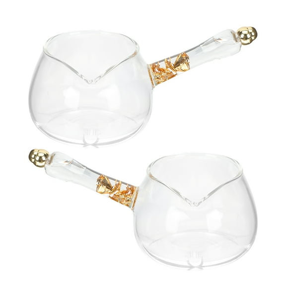Hemoton 2 Pcs Heat Resistant Glass Gongfu Tea Set Strainer With Side Handle For Serving Tea Coffee Or Milk Small Glass Pitcher For Kitchen Or Office