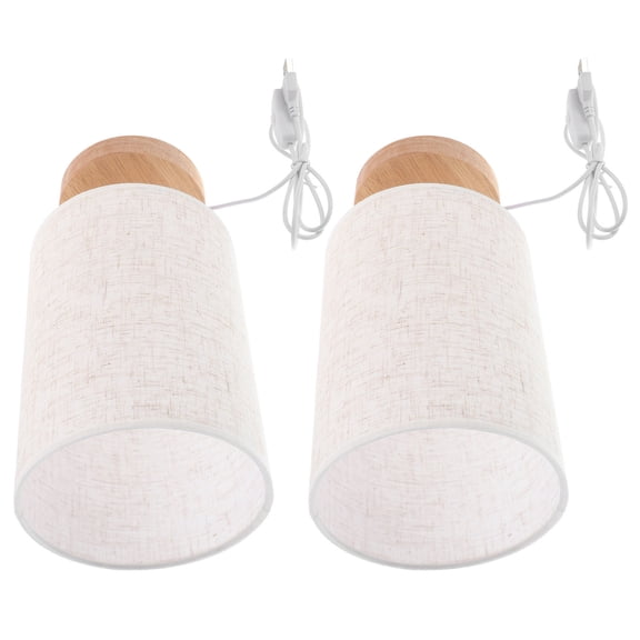 Hemoton 2 Pcs LED Lamp for Bedroom Night Log Desk Lamp 28.00X14.00X14.00CM Beige