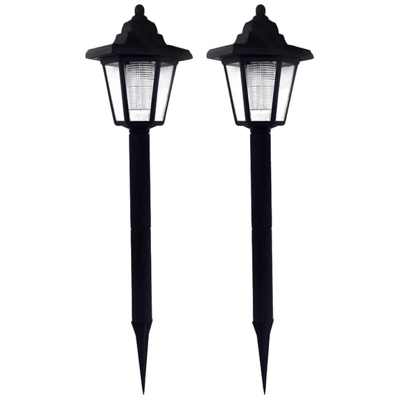 Hemoton  2 Pcs Lamp Post Solar Lights Outdoor Decorative Black Garden Perfect for Lawn