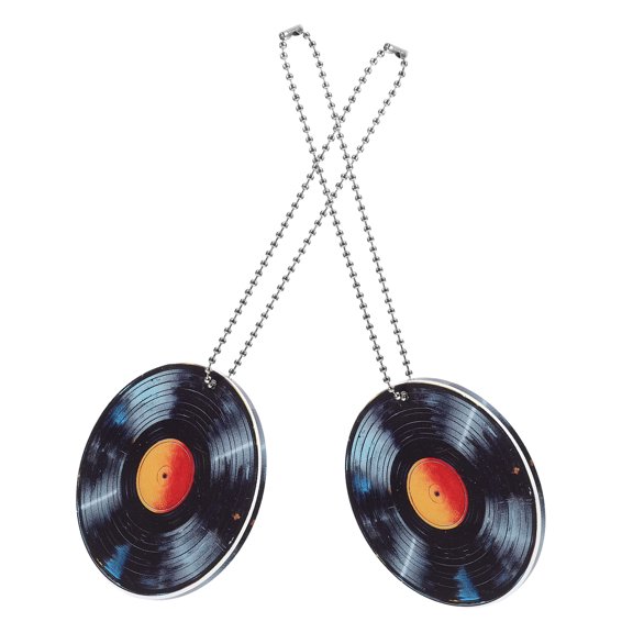 Hemoton  2 Pcs Record Key Chain Charm Chains Pendant Holder Accessories Handbag Black