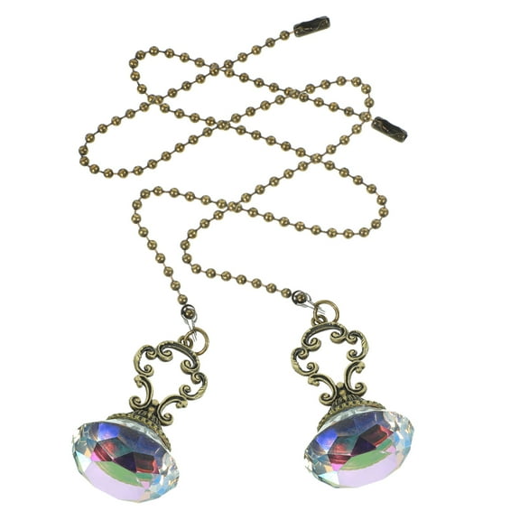 Hemoton 2 Pcs Retro Bronze Crystal Pendant Ceiling Fan Light Pull Chain Elegant Lamp Chain Pull White Crystal For Home Decor