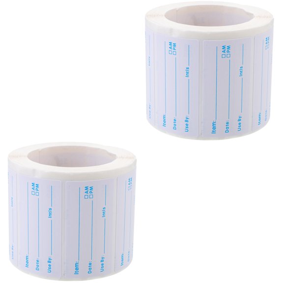Hemoton 2 Rolls Writable Rotating Label Permanent Self Adhesive Label Stickers for Food