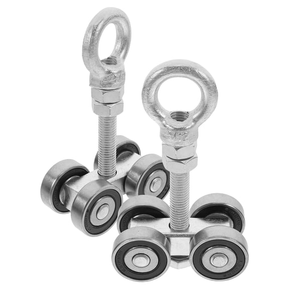 Hemoton 2 Sets 4-Wheel Trolley Assembly with Bearings, Bolts, and Lifting Eye Nuts for Smooth and Easy Movement