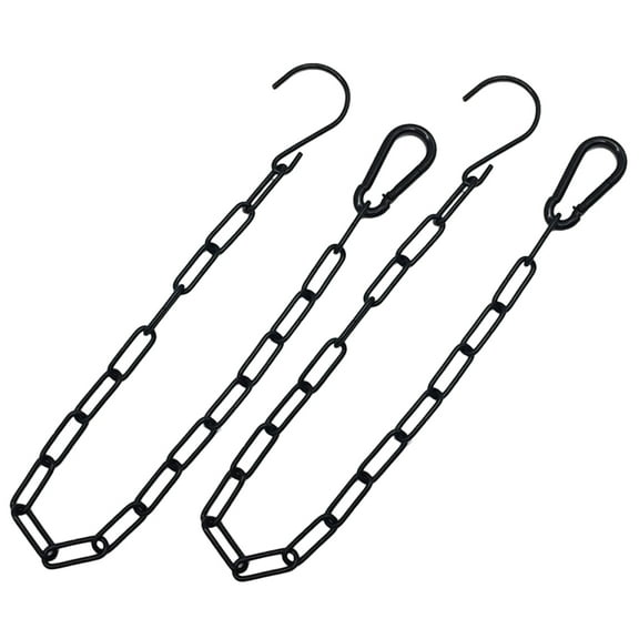 Hemoton 2 Sets Black Thickened Hanging Chain Iron Chain for Planters Flower Basket Bird Feeders Lanterns Birdbaths (50cm Chain+S Shape Hook+Carabiner)