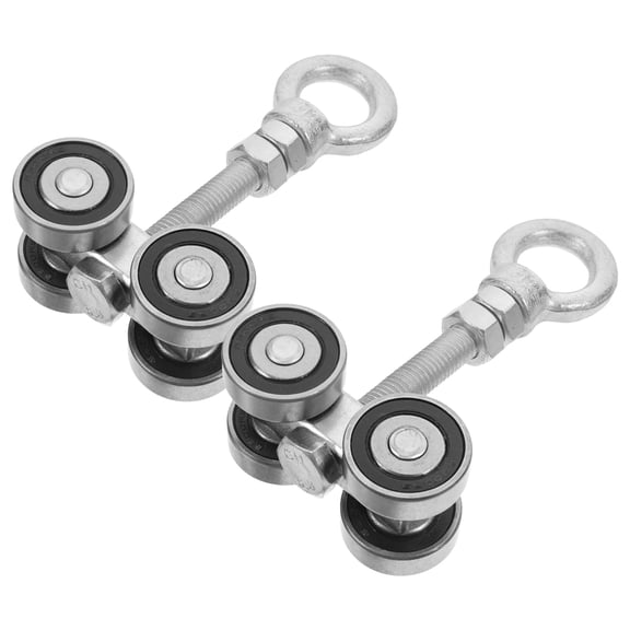 Hemoton 2 Sets Four Bearing Trolley Wheels With Bolt And Lifting Eye Nuts Patio Door Roller Assembly Four Bearing Trolley Assembly Track Roller Wheels Accessory