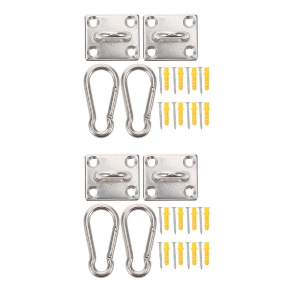 Hemoton 2 Sets  Heavy Duty Pad Eye Plate U Hook Ceiling Hooks Stainless Steel Ceiling Hooks Pad Eye Plate Hooks Wall Mount Ring Hooks With Screws
