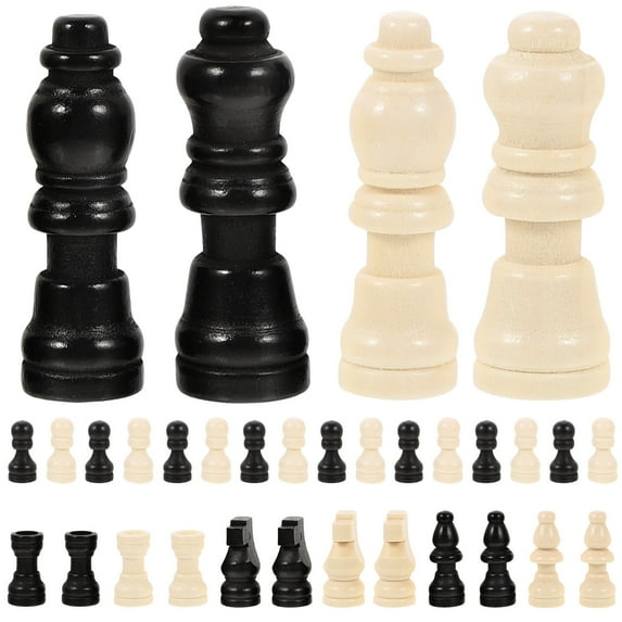 Hytrove Chess Pieces Only Wood 2 Sets for Chess Board 0.8x0.6x0.2in