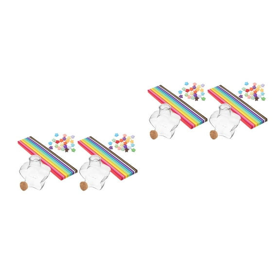 Hemoton 2 Sets of Star Shaped Wishing Bottle Small Plastic Drifting Bottle Clear Storage Jar With Origami Paper