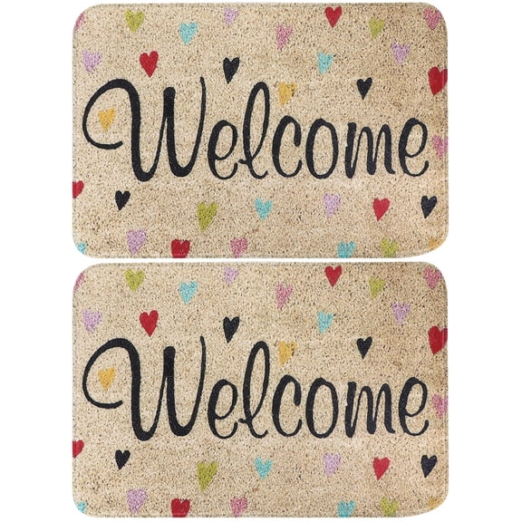 Hemoton 2 pcs Non-skid Welcome Doormat Water Absorbent Bathroom Floor Mat Entrance Rug