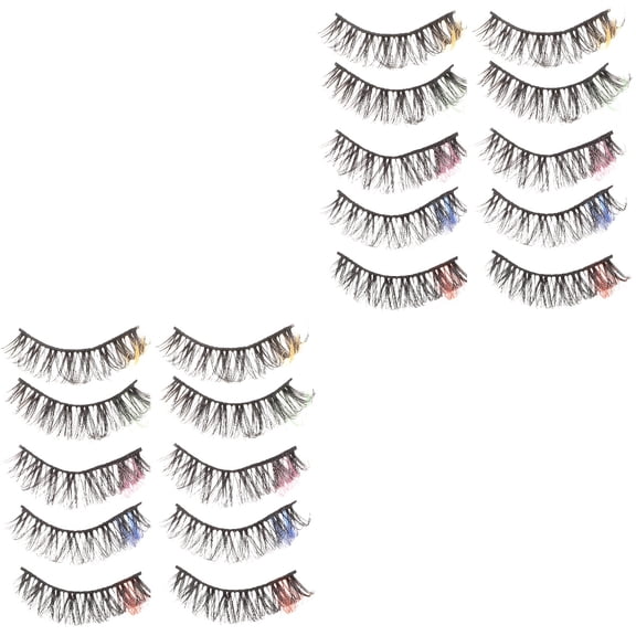 Hemoton 20 Pairs Colored Lashes Faux Lashes Cosplay Eyelashes Makeup Fake Lashes