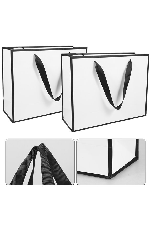 20 Pcs Paper Handheld Bags Resealable inside Travel Shopping White