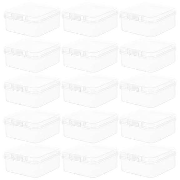 Hemoton 20 Pcs Square Storage Box Bins with Lids Travel Transparent