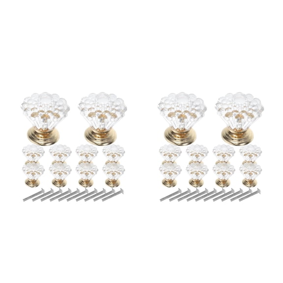 HEMOTON Worgeous 20 pcs Clear Drawer Pulls Modern Glass Knobs for Dresser Single Hole Acrylic Cabinet Handles for Kitchen Bathroom Silver