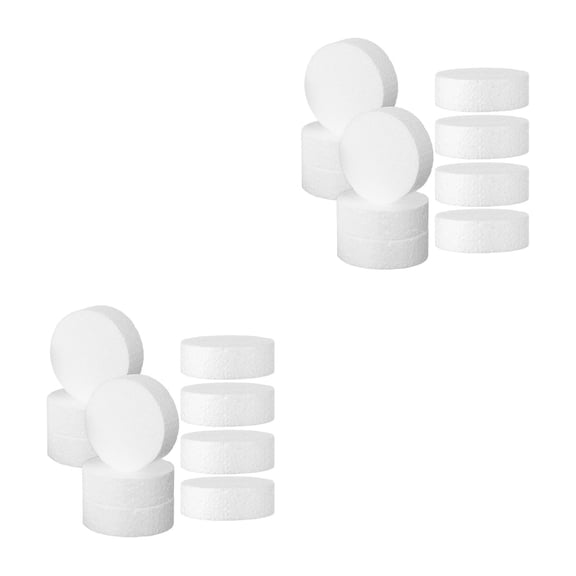 Hemoton 20 pcs Foam Cylinder Shape Polystyrene Cupcake Dummies Cake Decorating Round Foam Cake Dummies Fake Wedding Cakes Foam Discs for Crafting