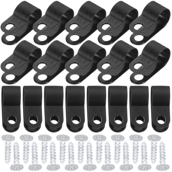 YOSADIER 200Pcs Electrical Cord Clips with Screws Plastic Cable Clips for Wall Use Black