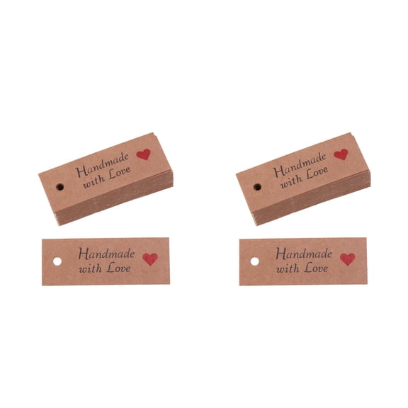 Hemoton 200 pcs Kraft Baking Gift Wrapping Tag Love Printed Baking Tag for Gift Package (Handmade Red Heart)