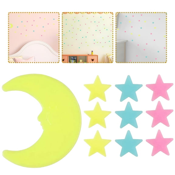 Hemoton 202 Pcs Star and Moon Wall Stickers for Baby and Child Room Decor Hanging Home Decoration