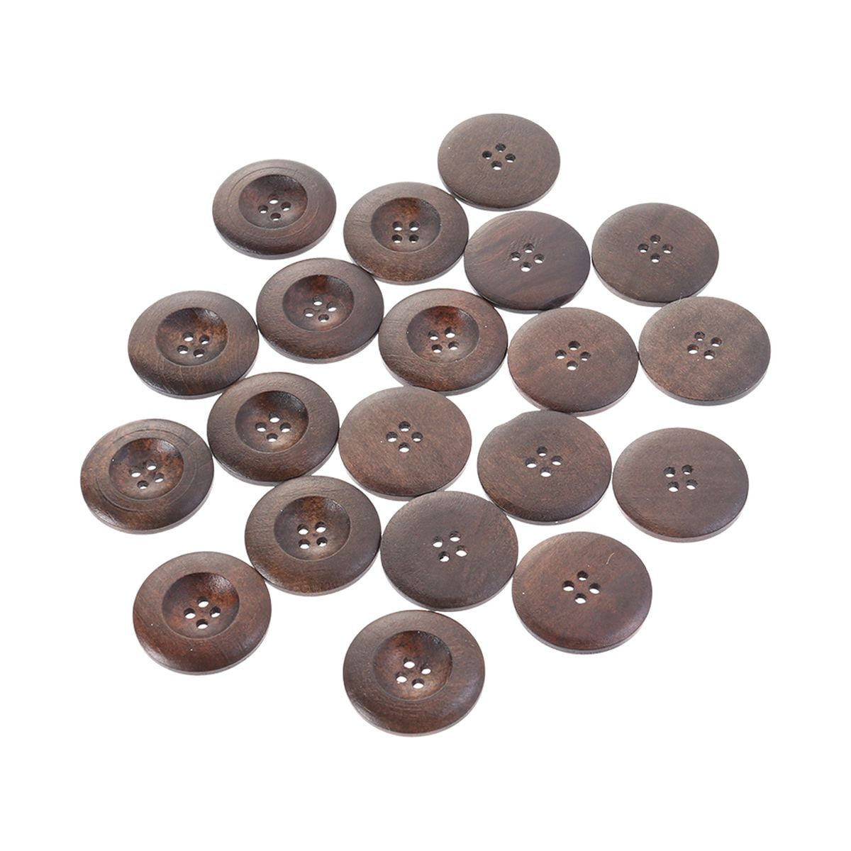 Hemoton 20PCS 35MM Wooden Buttons Round Sag Four Holes Pattern