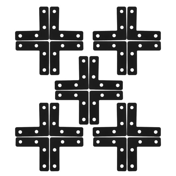 Phenofice Black Stainless Steel L-Shaped Furniture Braces, Flat Corner Brackets for Home Use, , Sleek, 20 Pieces