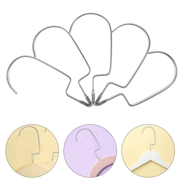 HEMOTON 20pcs Heavy Duty Screw in Hooks for Clothes Hangers Flat Metal Hook Attachments for Shirts Pants Accessories in Closets Wardrobes Silver