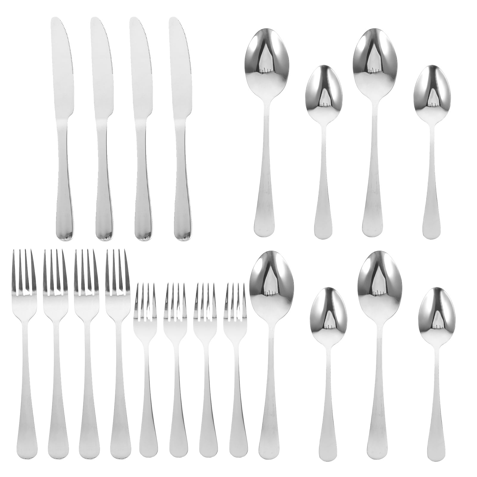 Hemoton 20pcs Stainless Steel Utensils Set Modern Silverware Flatware Set Steak Forks Spoons Knives For Kitchen Hotel Restaurant Dinner Parties