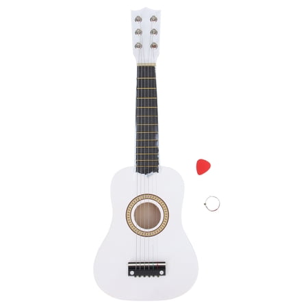 Hemoton 21inch Acoustic Guitar Mini Guitar Musical Instrument Wooden Craft for Beginner Children (White)