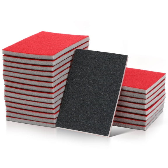 Hemoton  24 Pcs Velvet Sandpaper Sponge Sanding Pads Drywall Foam Blocks