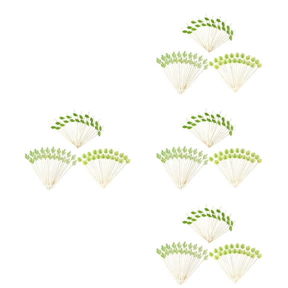 SOPOTUTU Tropical Fruit Picks Green Wooden Cocktail Sticks for Luau Party Decoration