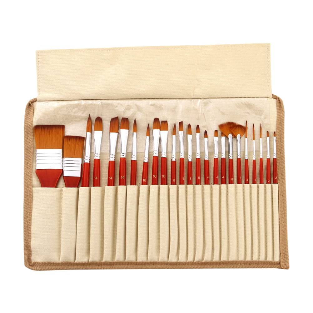 EXHUMKY Brown Painting Brush Set with Nylon Bristles, Perfect for Watercolor, Oil Painting, and Acrylic Art Projects