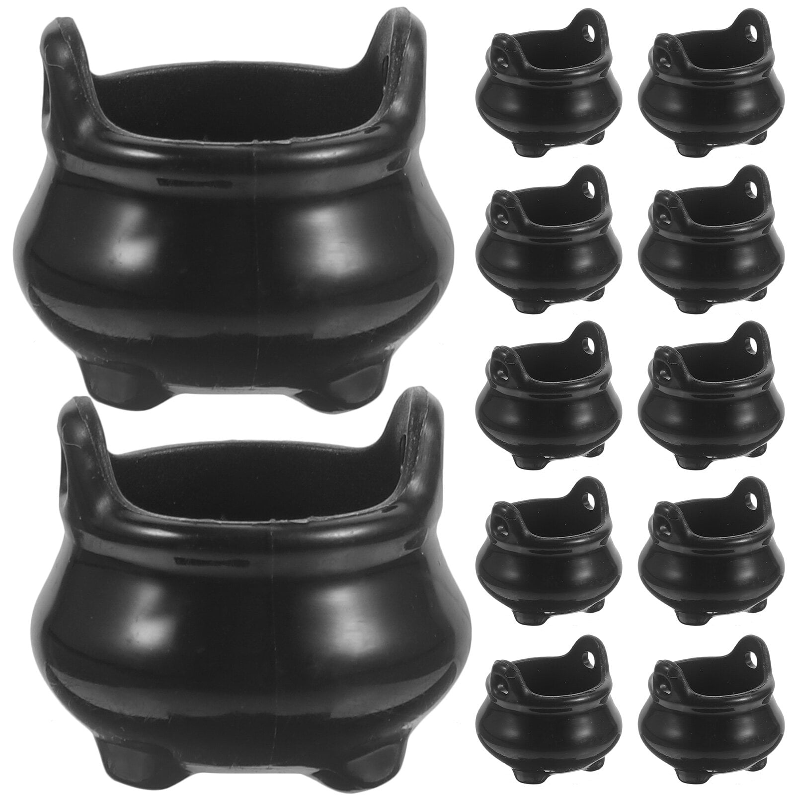 Hemoton 24pcs Plastic Mini Cauldron Witch Pot  Halloween Micro Landscape Doll House Decoration