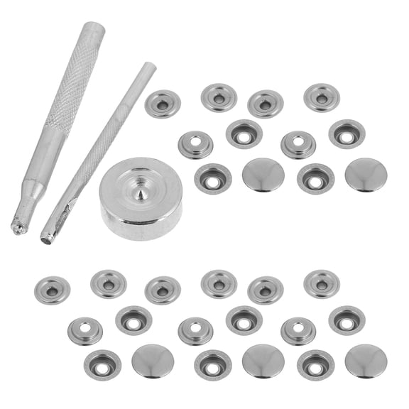 Hemoton 25 Sets Metal Snap Fasteners With Punch Tool Kit For Jackets Bags Leather Boat Canvas Stainless Steel Snaps With Storage Box For Home And Outdoor Projects