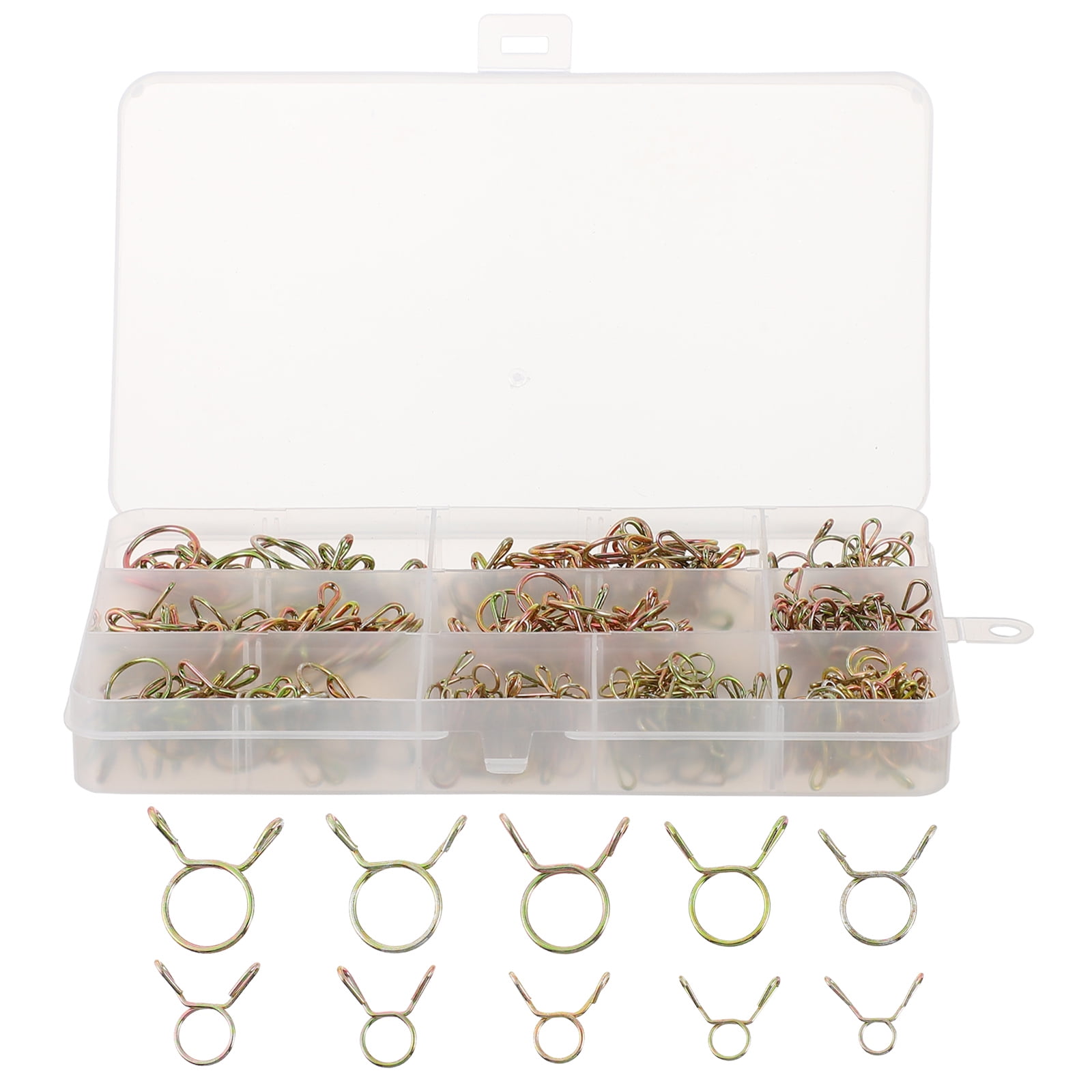 250Pcs Fuel Line Hose Tubing Spring Clips Clamps Assortment Kit