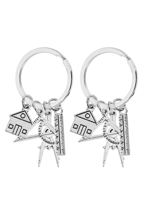 2PCS Car Key Pendant Architect Engineer Gift Keychain Fashionable Alloy Keychain Decorative Keychain for Purse Handbag Accessories