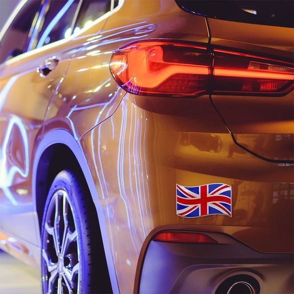 Hemoton 2PCS Universal Metal Flag Car Stickers Aluminum Flag Car Stickers United Kingdom Car Decals British Flag Car Stickers Metal Car Body Sticker Self-Adhesive Car Decorative Stickers