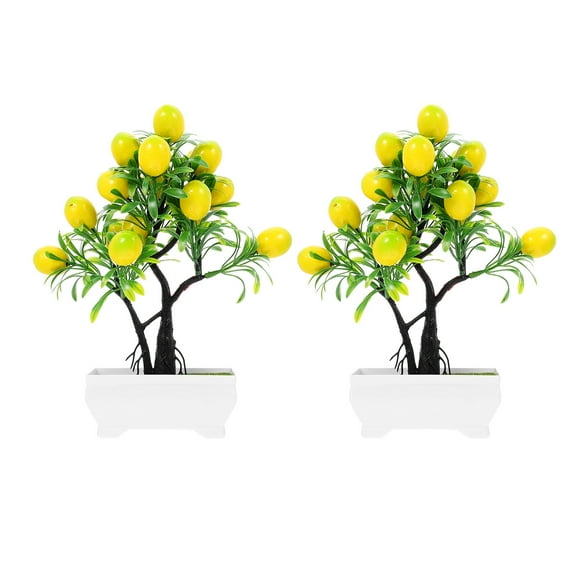 RENACLIPY Faux Mini Plants Indoor Ornament Plastic Foam Bonsai Decor 2Pcs