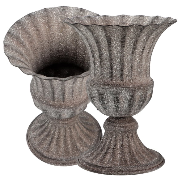 Hemoton 2Pcs Decorative Graveyard Flower Pot Urn Planter Iron Flower Vase Exquisite Memorial Vase
